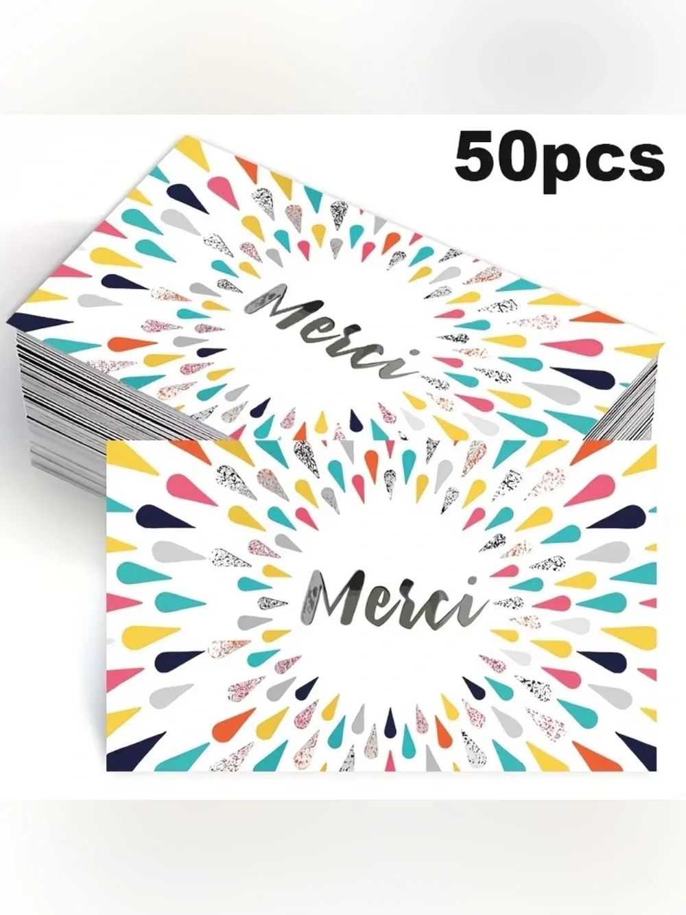 Merci Multicolor Thank You Cards - Pack of 50